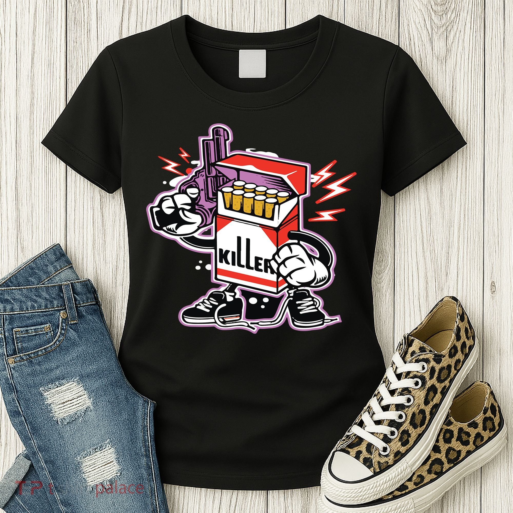 Killer Anti Smoking Cigarettes Funny Graffiti Cartoon Women's T-Shirt
