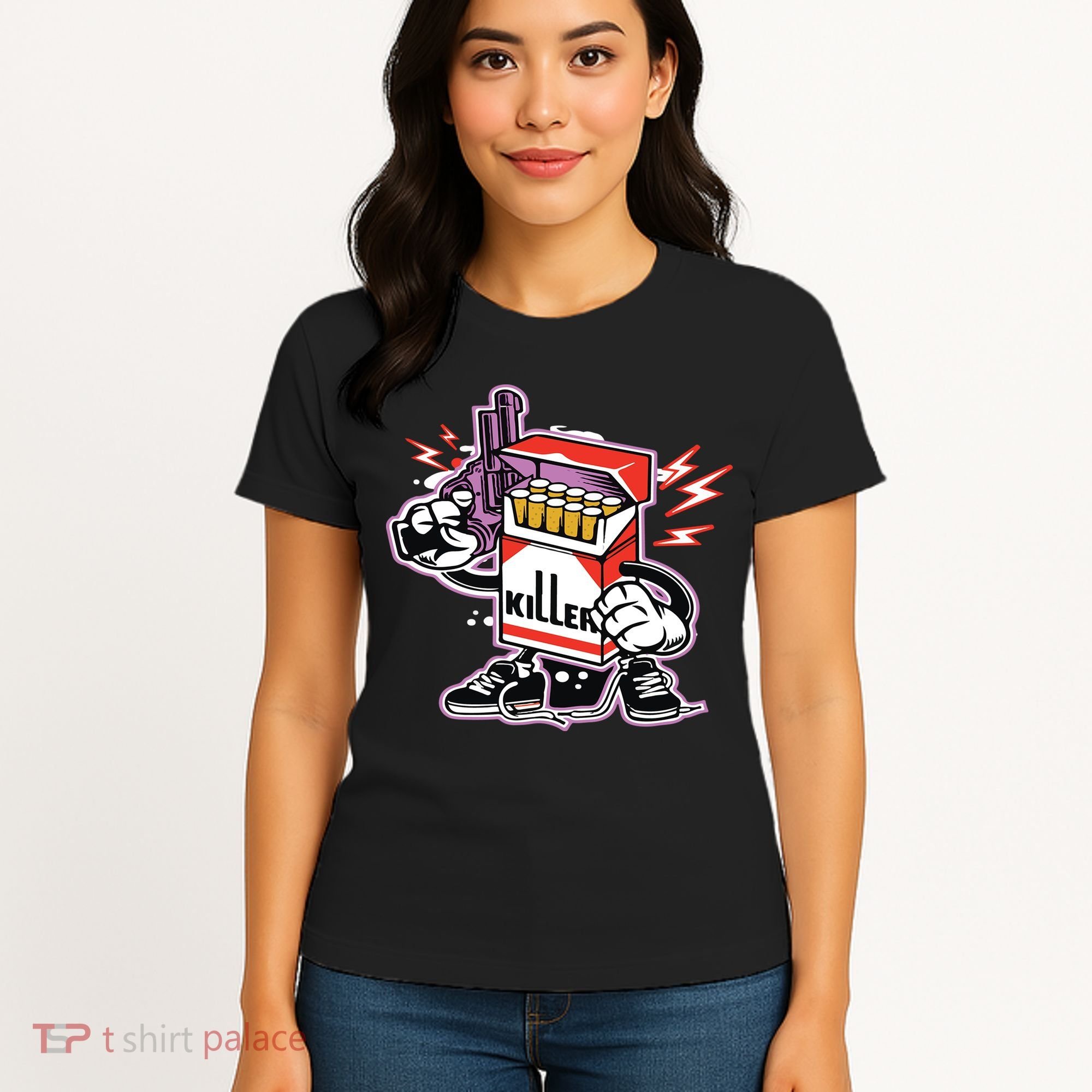 Killer Anti Smoking Cigarettes Funny Graffiti Cartoon Women's T-Shirt