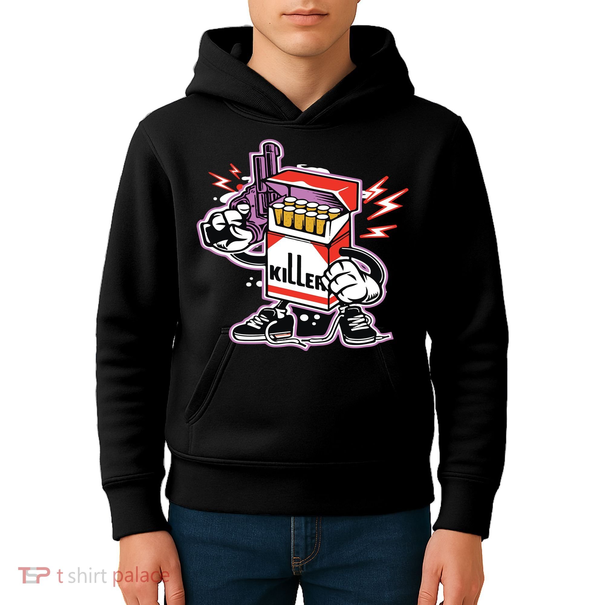 Killer Anti Smoking Cigarettes Funny Graffiti Cartoon Kids Hoodie