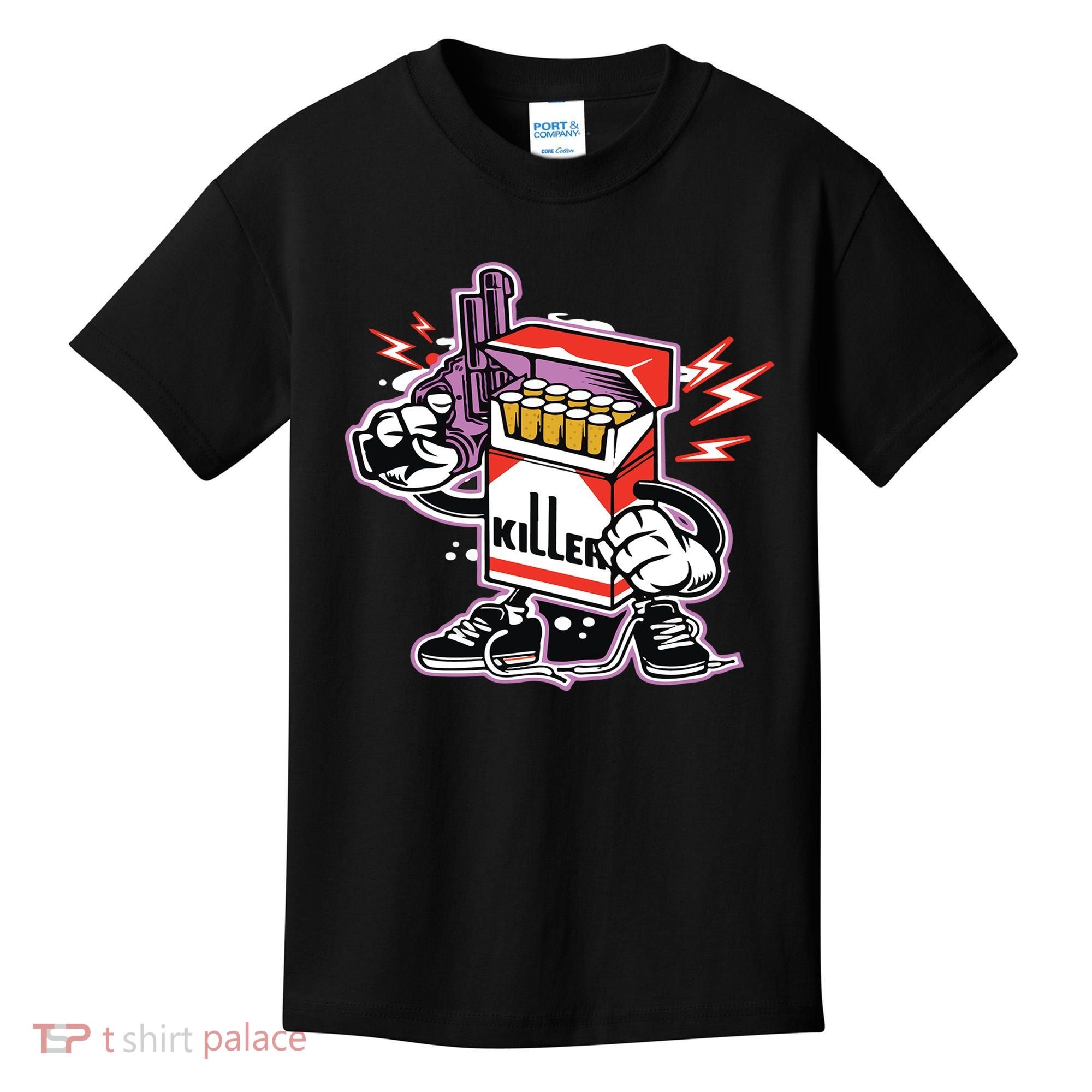 Killer Anti Smoking Cigarettes Funny Graffiti Cartoon Kids T-Shirt