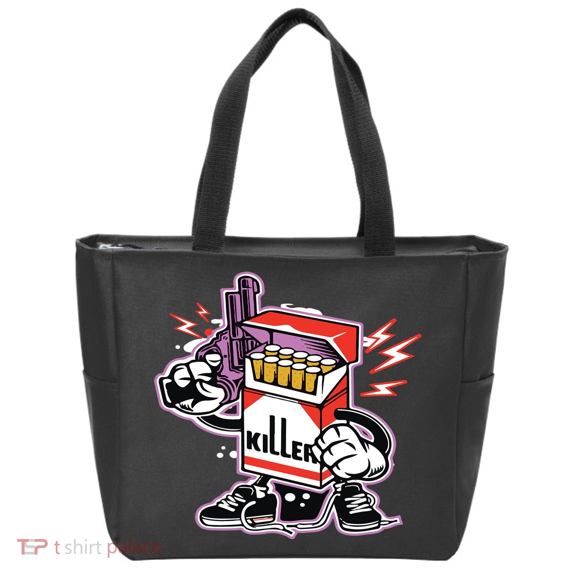 Killer Anti Smoking Cigarettes Funny Graffiti Cartoon Tote Bag