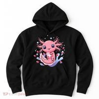 Kawaii Axolotl Strawberry Milk Shake Japanese Anime 2 Hoodie thumb 0