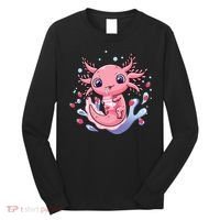 Kawaii Axolotl Strawberry Milk Shake Japanese Anime 2 Long Sleeve Shirt thumb 0