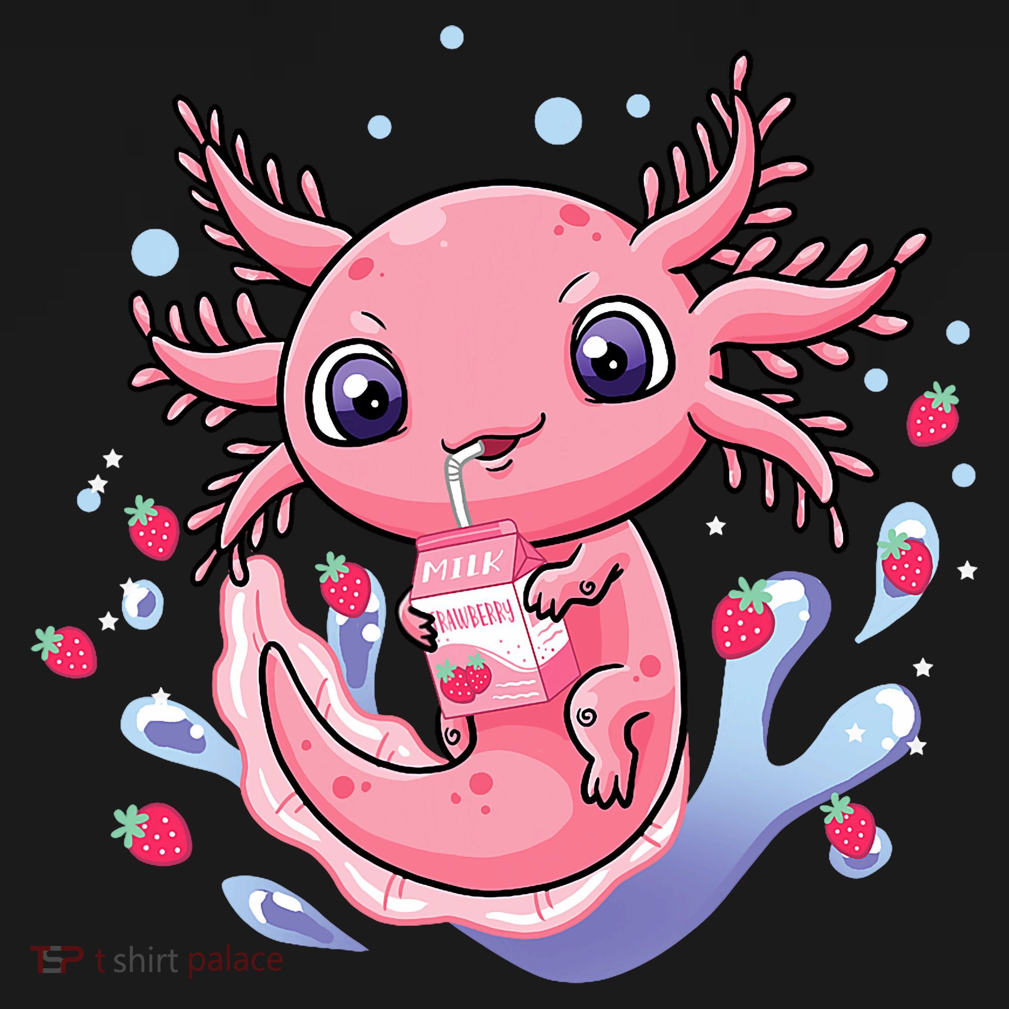 Kawaii Axolotl Strawberry Milk Shake Japanese Anime 2 Sweatshirt