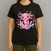 Kawaii Axolotl Strawberry Milk Shake Japanese Anime 2 T-Shirt thumb 4