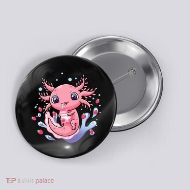 Kawaii Axolotl Strawberry Milk Shake Japanese Anime 2 Button