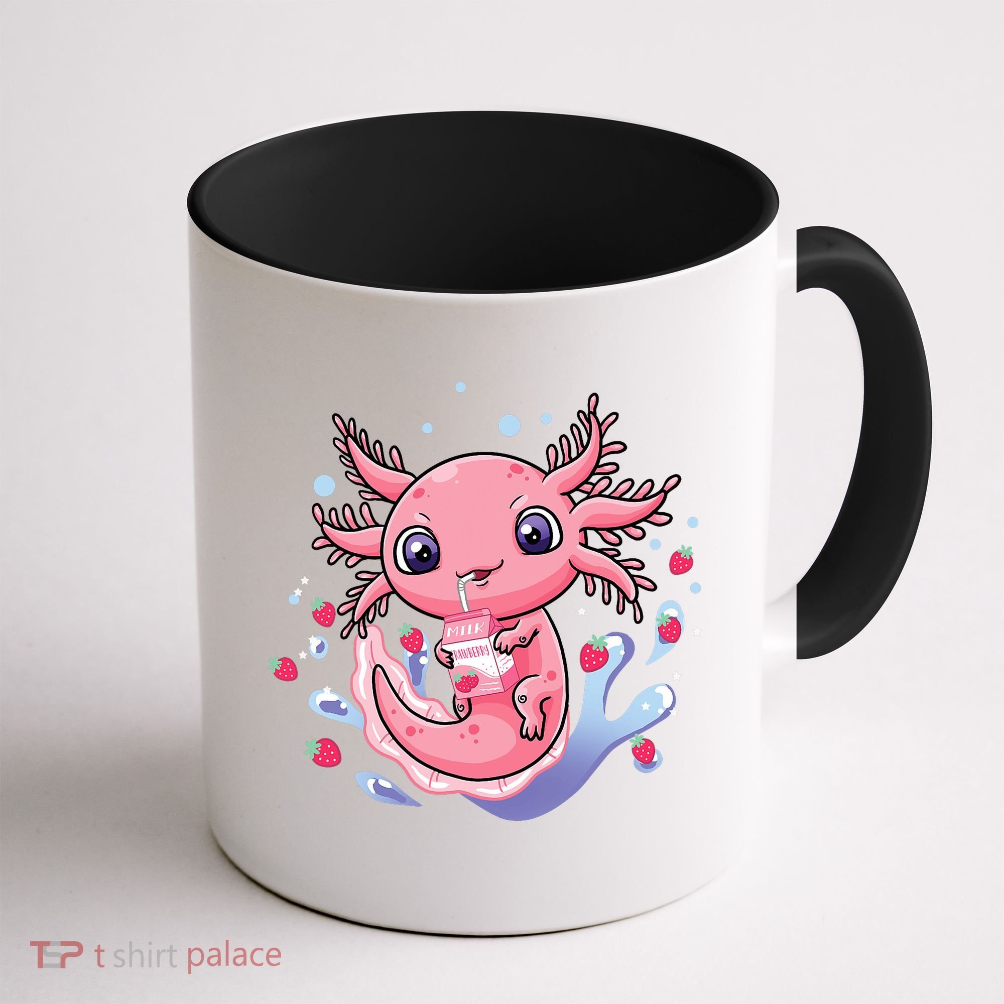 Kawaii Axolotl Strawberry Milk Shake Japanese Anime 2 Coffee Mug