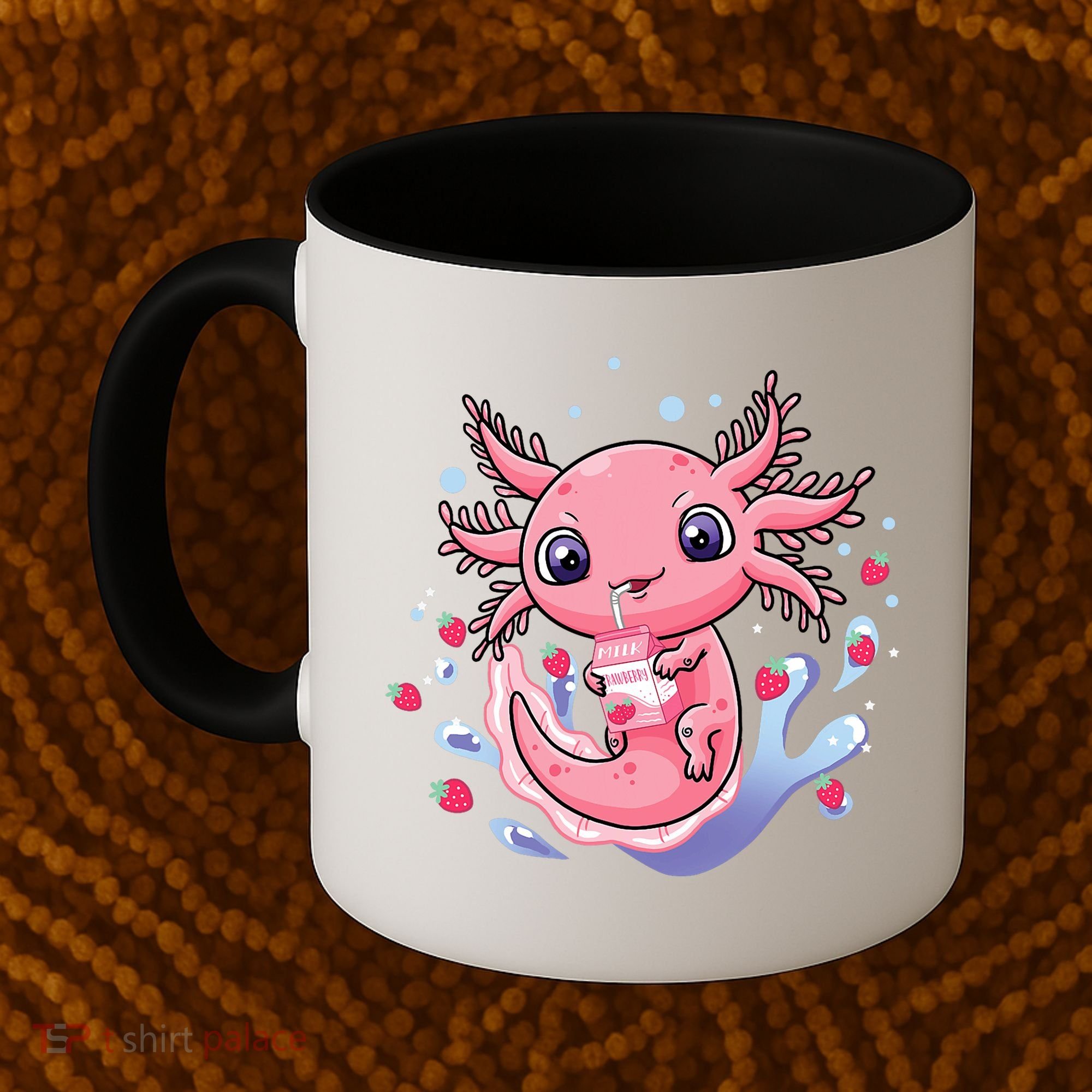 Kawaii Axolotl Strawberry Milk Shake Japanese Anime 2 Coffee Mug