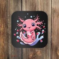 Kawaii Axolotl Strawberry Milk Shake Japanese Anime 2 Coaster thumb 0