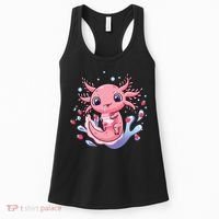 Kawaii Axolotl Strawberry Milk Shake Japanese Anime 2 Women's Tank Top thumb 0