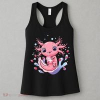 Kawaii Axolotl Strawberry Milk Shake Japanese Anime 2 Women's Tank Top thumb 3