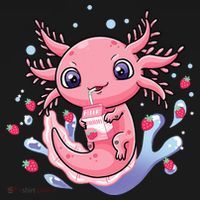 Kawaii Axolotl Strawberry Milk Shake Japanese Anime 2 Women's Tank Top thumb 5