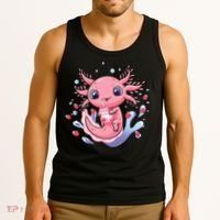 Kawaii Axolotl Strawberry Milk Shake Japanese Anime 2 Tank Top thumb 3