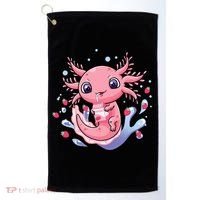 Kawaii Axolotl Strawberry Milk Shake Japanese Anime 2 Golf Towel thumb 0