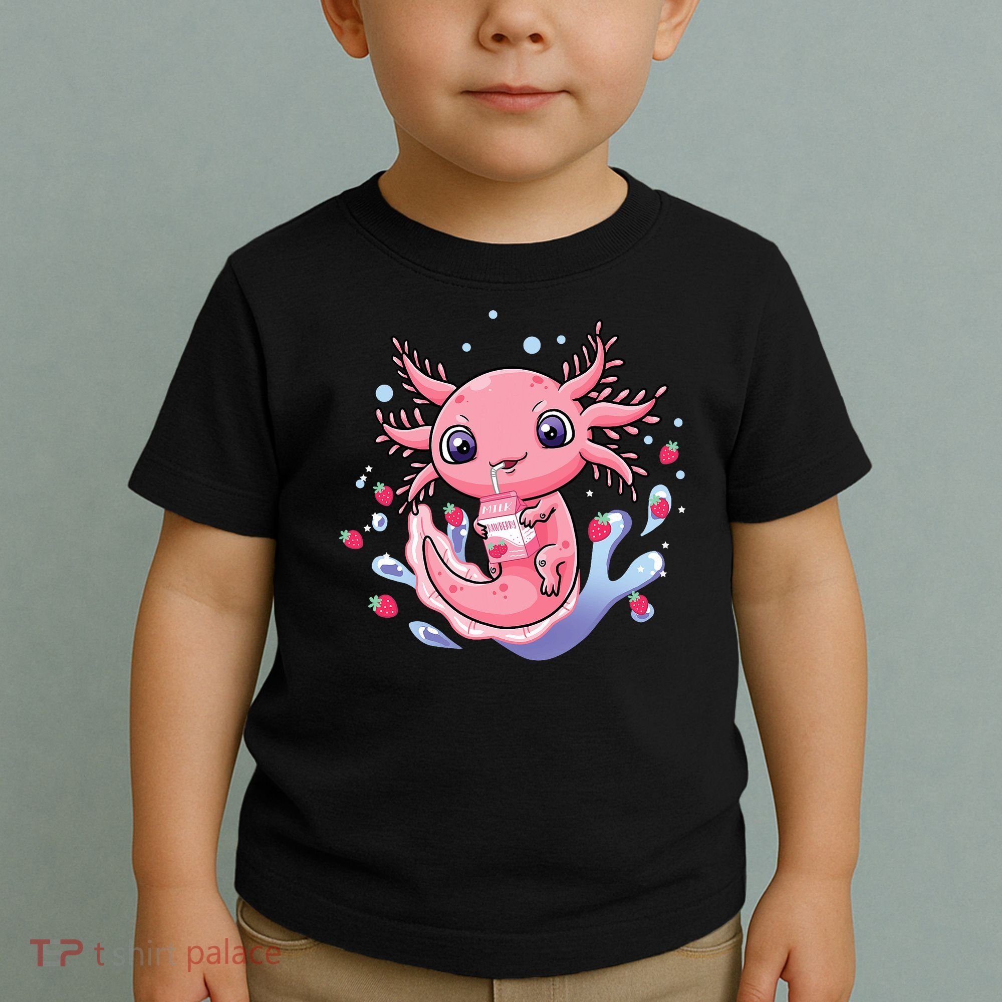Kawaii Axolotl Strawberry Milk Shake Japanese Anime 2 Toddler T-Shirt