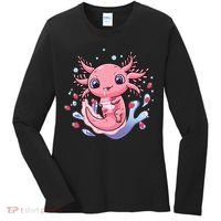 Kawaii Axolotl Strawberry Milk Shake Japanese Anime 2 Women's Long Sleeve Shirt thumb 0