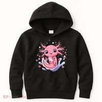 Kawaii Axolotl Strawberry Milk Shake Japanese Anime 2 Kids Hoodie thumb 0