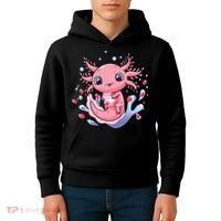 Kawaii Axolotl Strawberry Milk Shake Japanese Anime 2 Kids Hoodie thumb 4