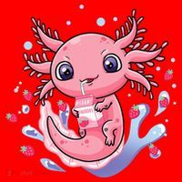 Kawaii Axolotl Strawberry Milk Shake Japanese Anime 2 Santa Hat thumb 1