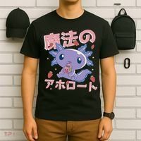 Kawaii Axolotl Strawberry Milk Shake Japanese Anime T-Shirt thumb 6