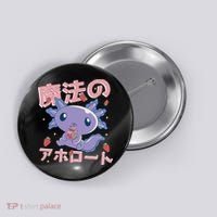 Kawaii Axolotl Strawberry Milk Shake Japanese Anime Button thumb 0