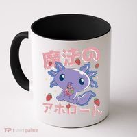Kawaii Axolotl Strawberry Milk Shake Japanese Anime Coffee Mug thumb 0