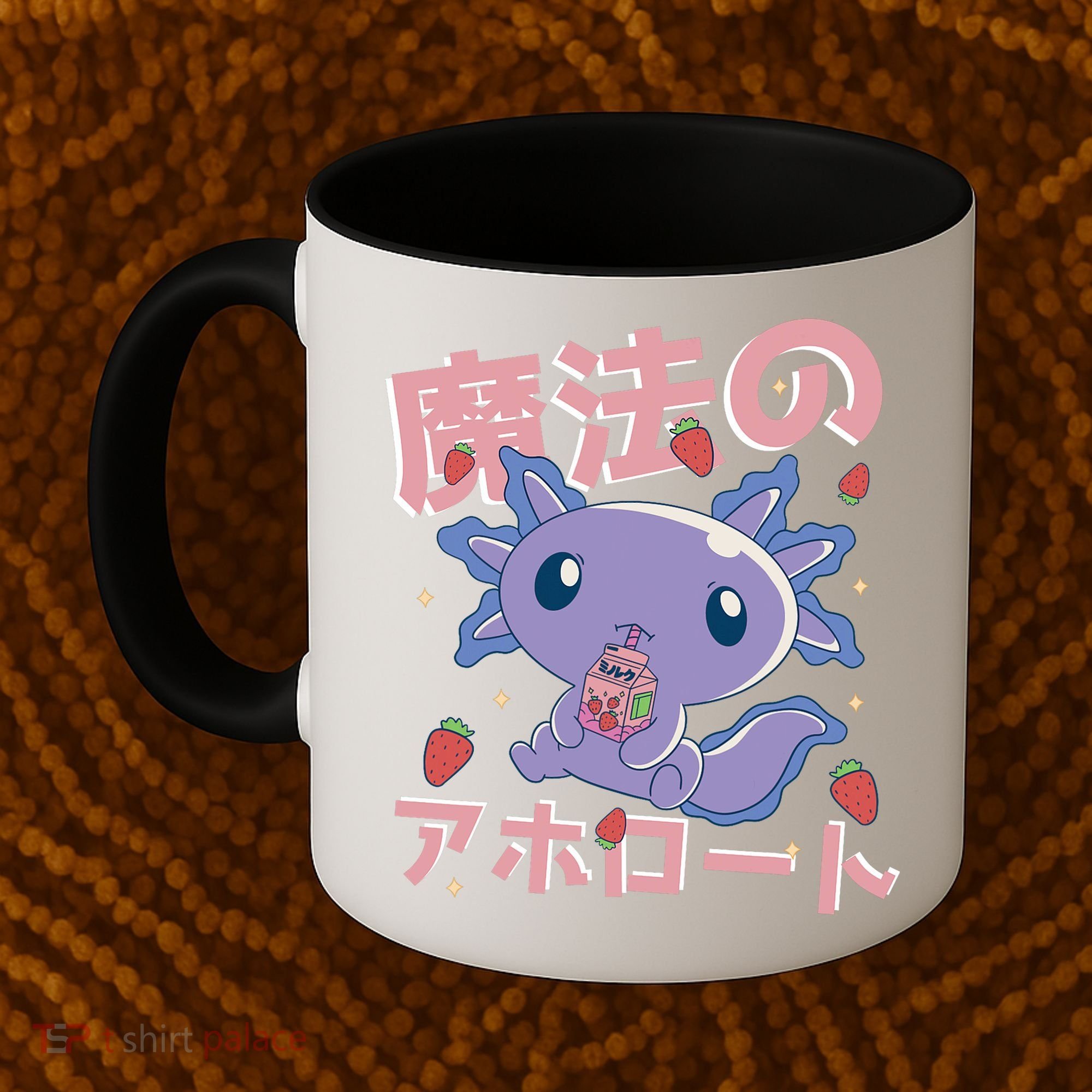 Kawaii Axolotl Strawberry Milk Shake Japanese Anime Coffee Mug