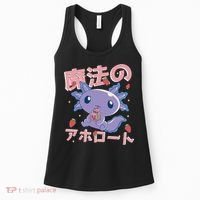 Kawaii Axolotl Strawberry Milk Shake Japanese Anime Women's Tank Top thumb 0