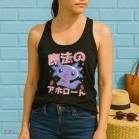 Kawaii Axolotl Strawberry Milk Shake Japanese Anime Women's Tank Top thumb 2