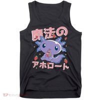Kawaii Axolotl Strawberry Milk Shake Japanese Anime Tank Top thumb 0