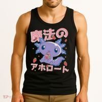 Kawaii Axolotl Strawberry Milk Shake Japanese Anime Tank Top thumb 3