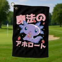 Kawaii Axolotl Strawberry Milk Shake Japanese Anime Golf Towel thumb 1