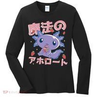 Kawaii Axolotl Strawberry Milk Shake Japanese Anime Women's Long Sleeve Shirt thumb 0