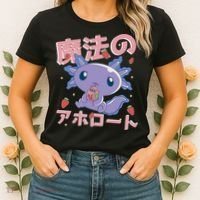 Kawaii Axolotl Strawberry Milk Shake Japanese Anime Women's T-Shirt thumb 2