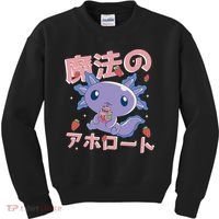 Kawaii Axolotl Strawberry Milk Shake Japanese Anime Kids Sweatshirt thumb 0