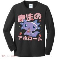 Kawaii Axolotl Strawberry Milk Shake Japanese Anime Kids Long Sleeve Shirt thumb 0
