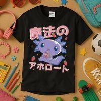 Kawaii Axolotl Strawberry Milk Shake Japanese Anime Kids T-Shirt thumb 3