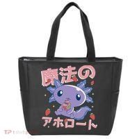 Kawaii Axolotl Strawberry Milk Shake Japanese Anime Tote Bag thumb 0