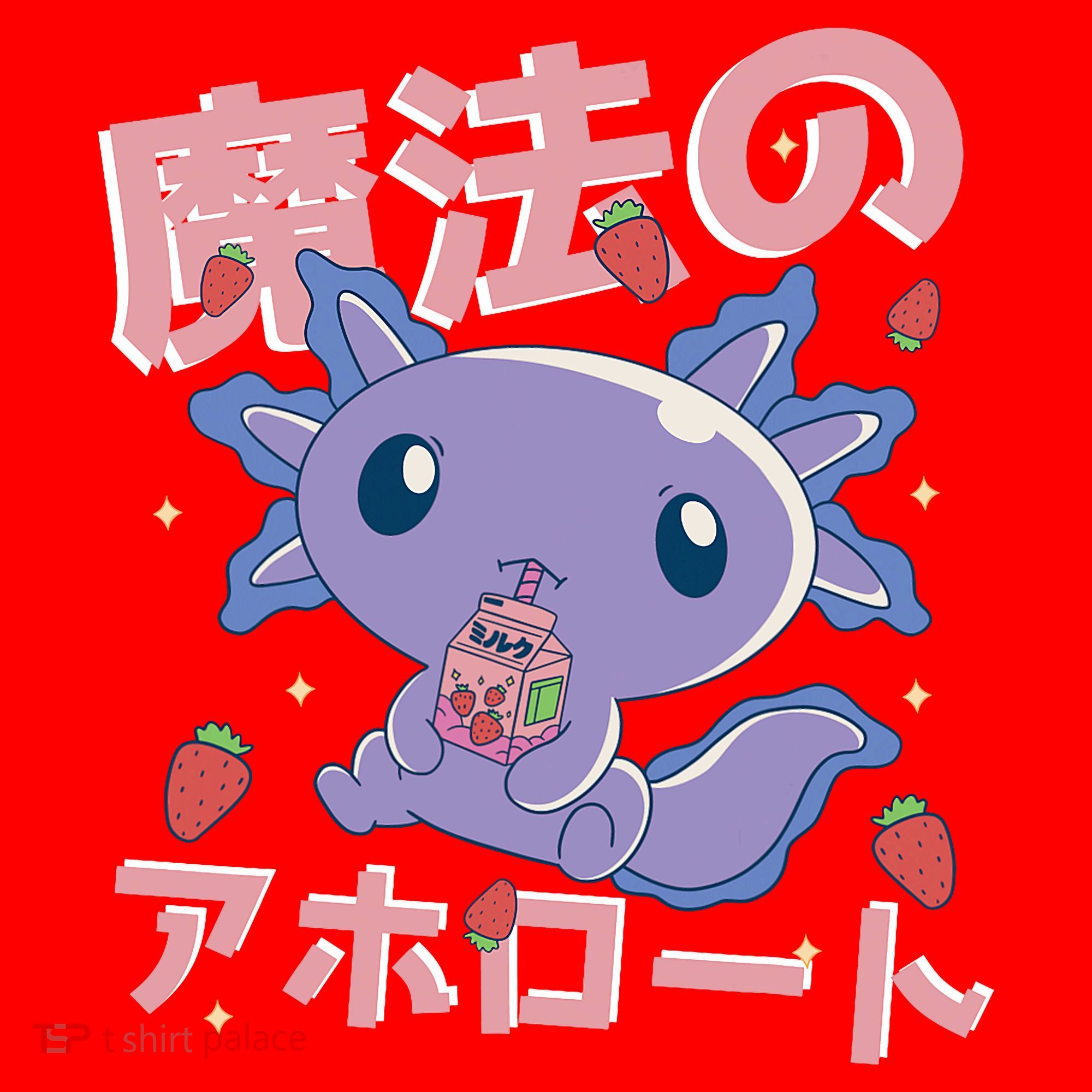 Kawaii Axolotl Strawberry Milk Shake Japanese Anime Santa Hat