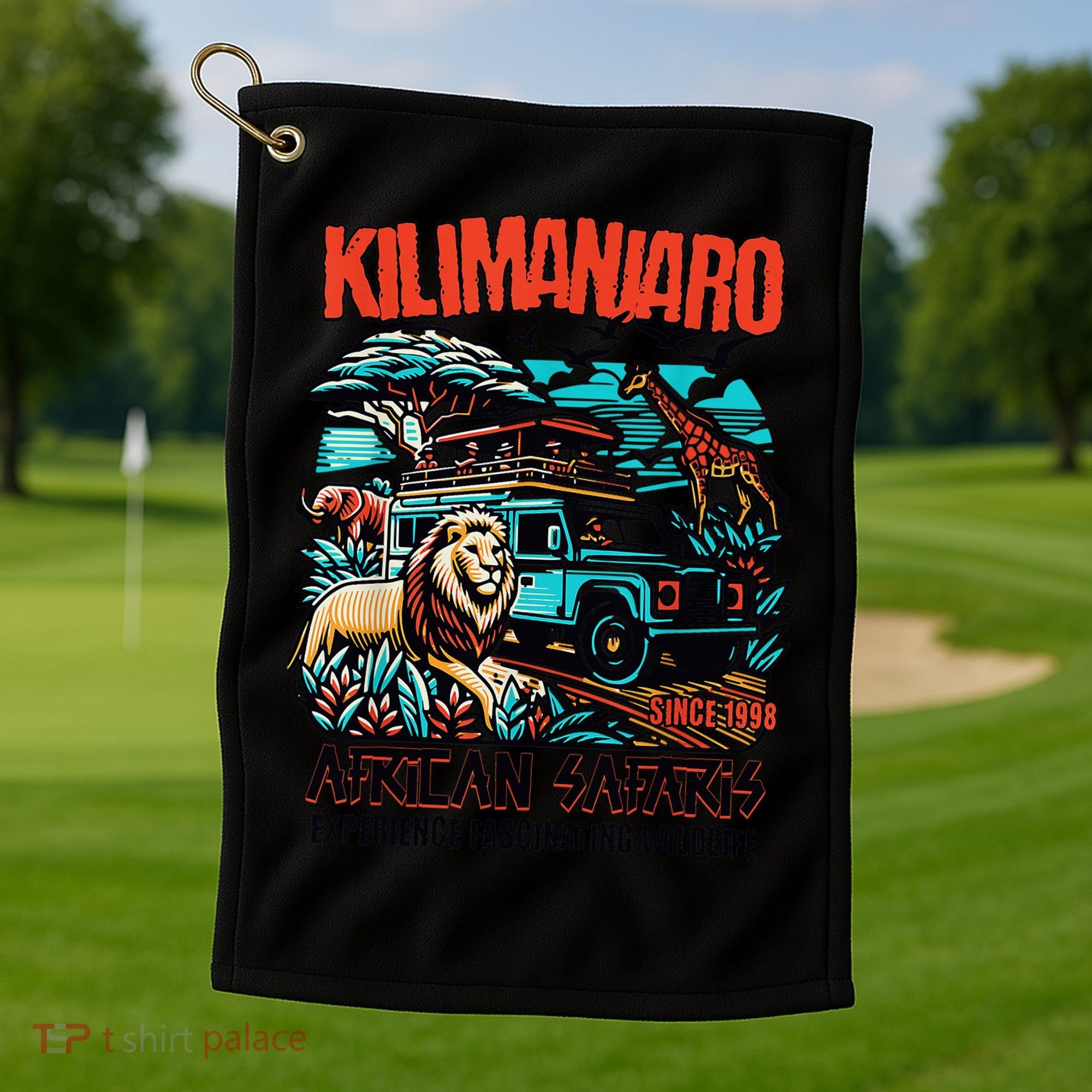 Kilimanjaro African Safari Animals Theme Park Attraction Golf Towel