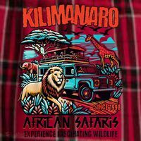 Kilimanjaro African Safari Animals Theme Park Attraction Women's Flannel Plaid Pajama Pants thumb 2