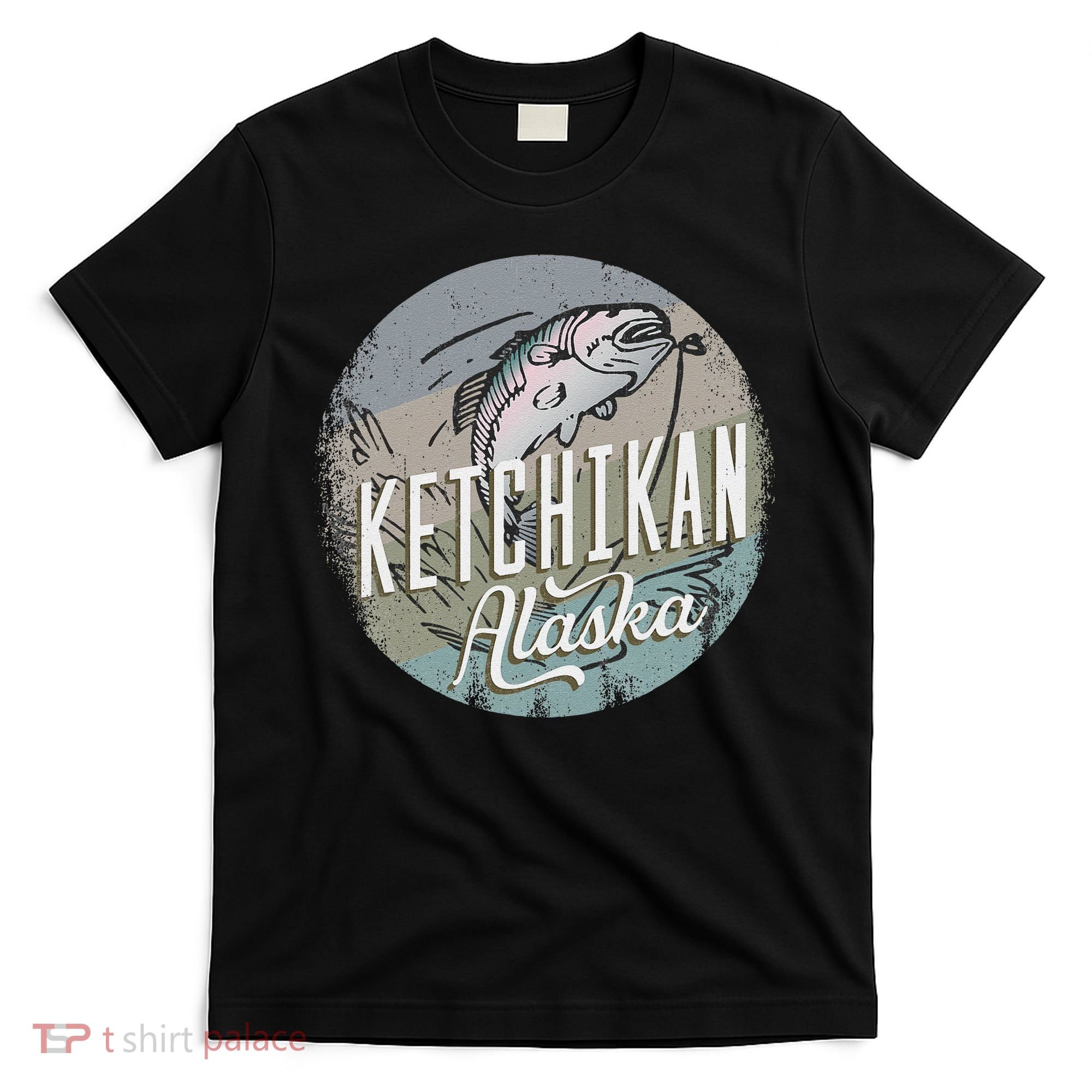 Ketchikan Alaska Souvenir Fishing Gift Vintage Style Salmon T-Shirt