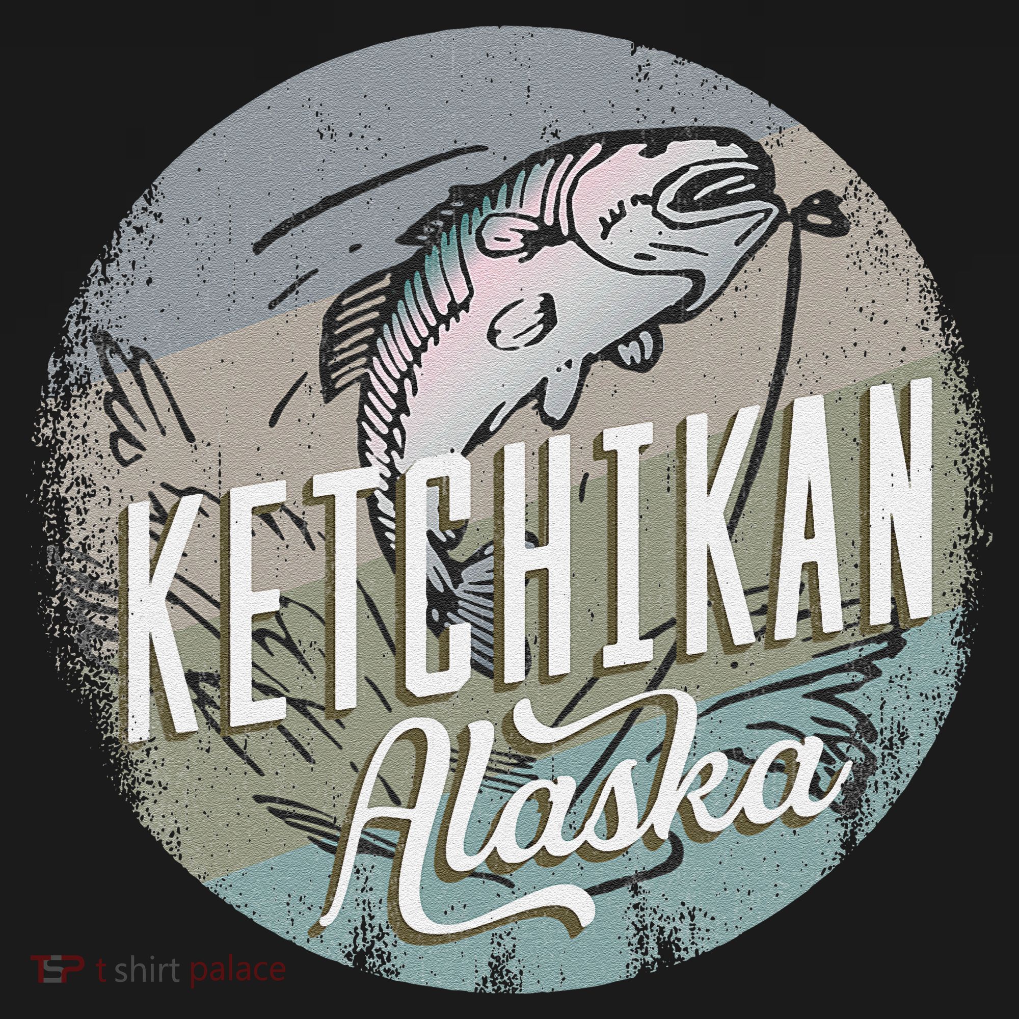 Ketchikan Alaska Souvenir Fishing Gift Vintage Style Salmon T-Shirt