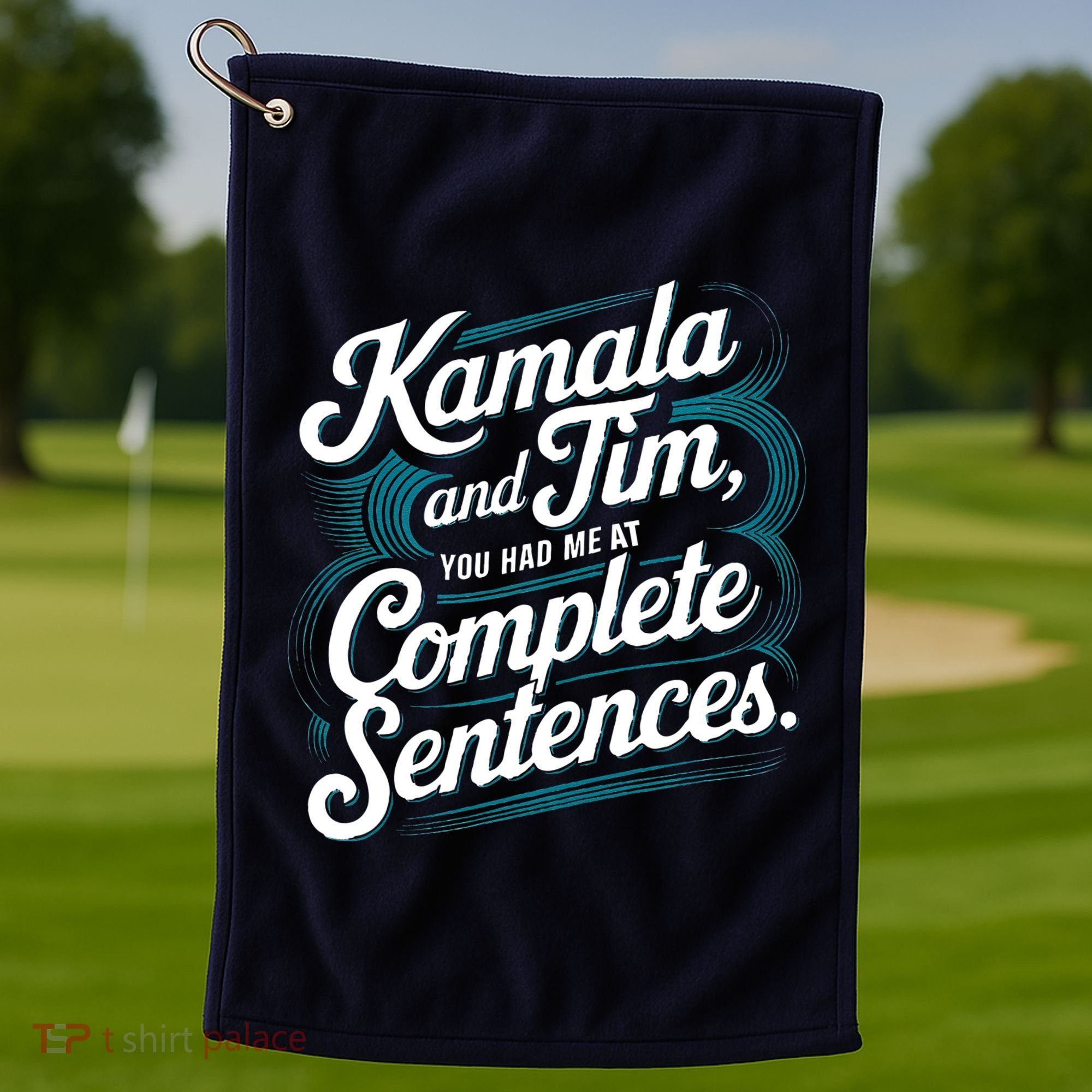 Kamala And Tim You Had Me At Complete Sentences Golf Towel