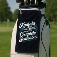 Kamala And Tim You Had Me At Complete Sentences Golf Towel thumb 2