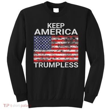 Keep America Trumpless Vintage Distressed American Flag Sweatshirt