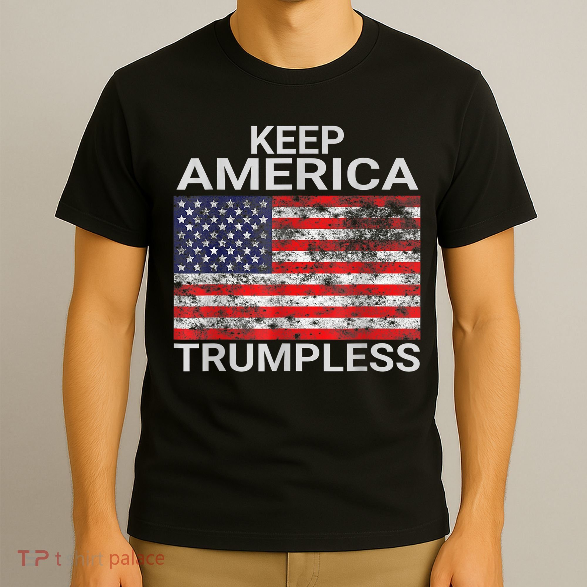 Keep America Trumpless Vintage Distressed American Flag T-Shirt