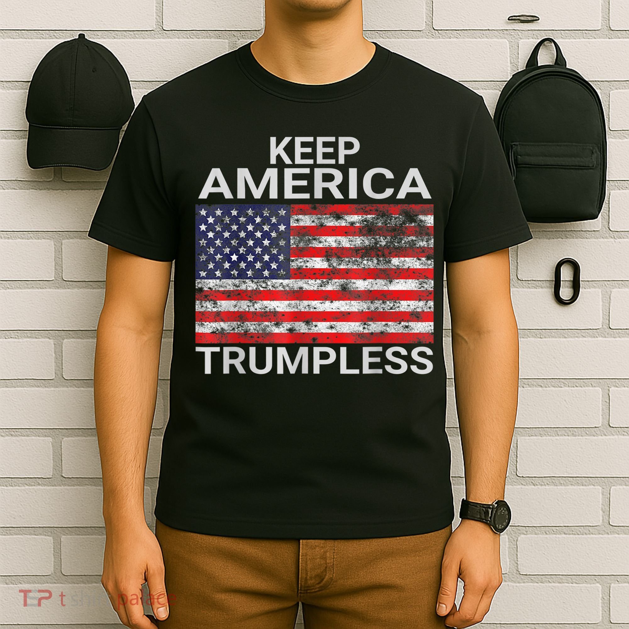 Keep America Trumpless Vintage Distressed American Flag T-Shirt