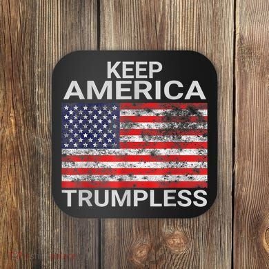 Keep America Trumpless Vintage Distressed American Flag Coaster