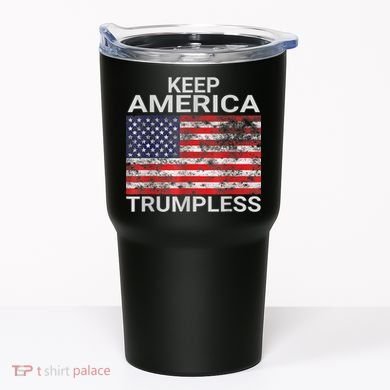 Keep America Trumpless Vintage Distressed American Flag Tumbler